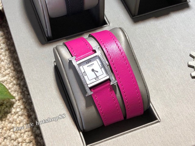 HERMES新款手表 爱马仕最新配色H系列 全手工原厂Epsom皮带女表 gjs1112